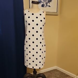 Anne Klein Black and White Polka Dot Midi Dress
